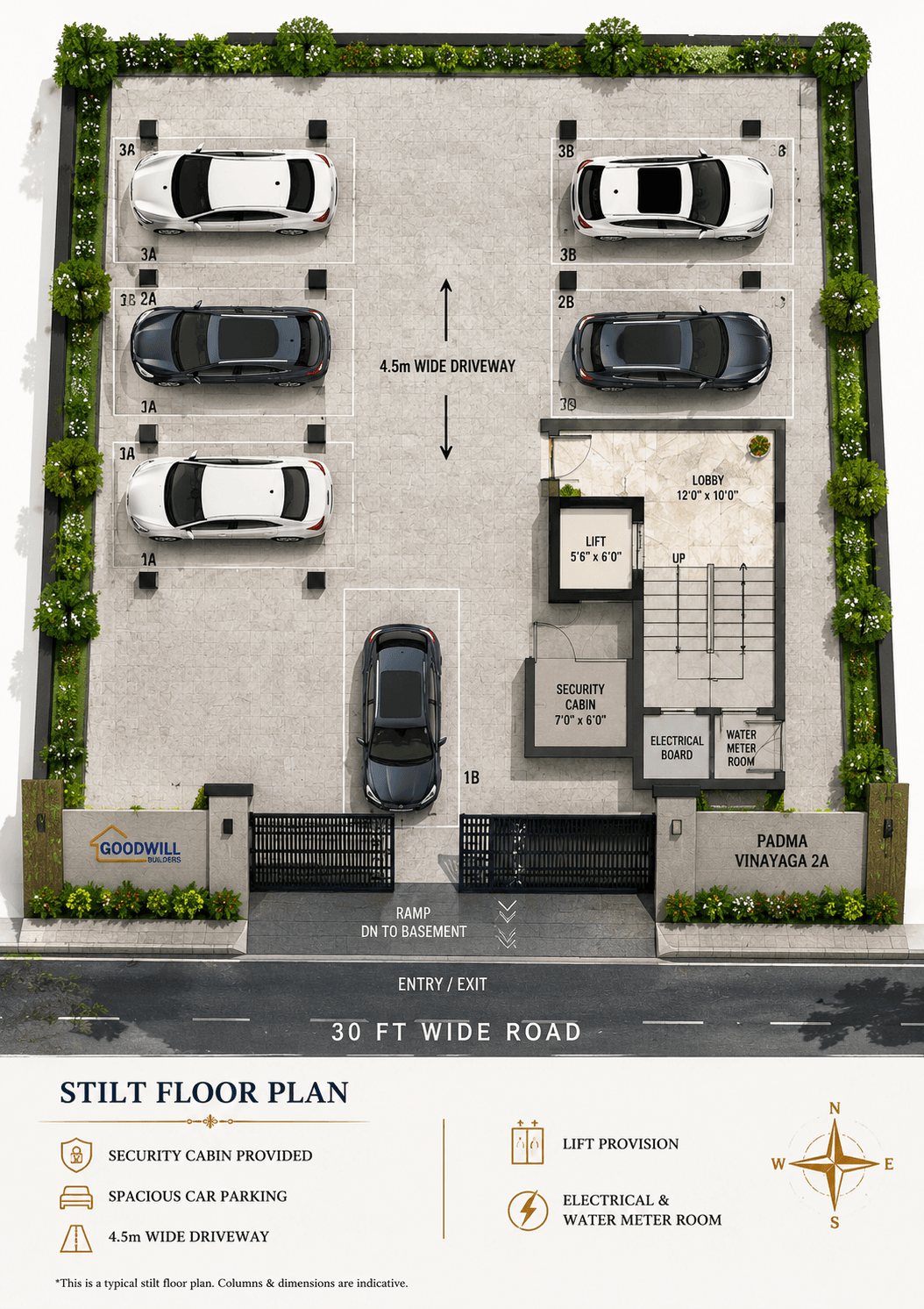 Stilt floor and parking plan