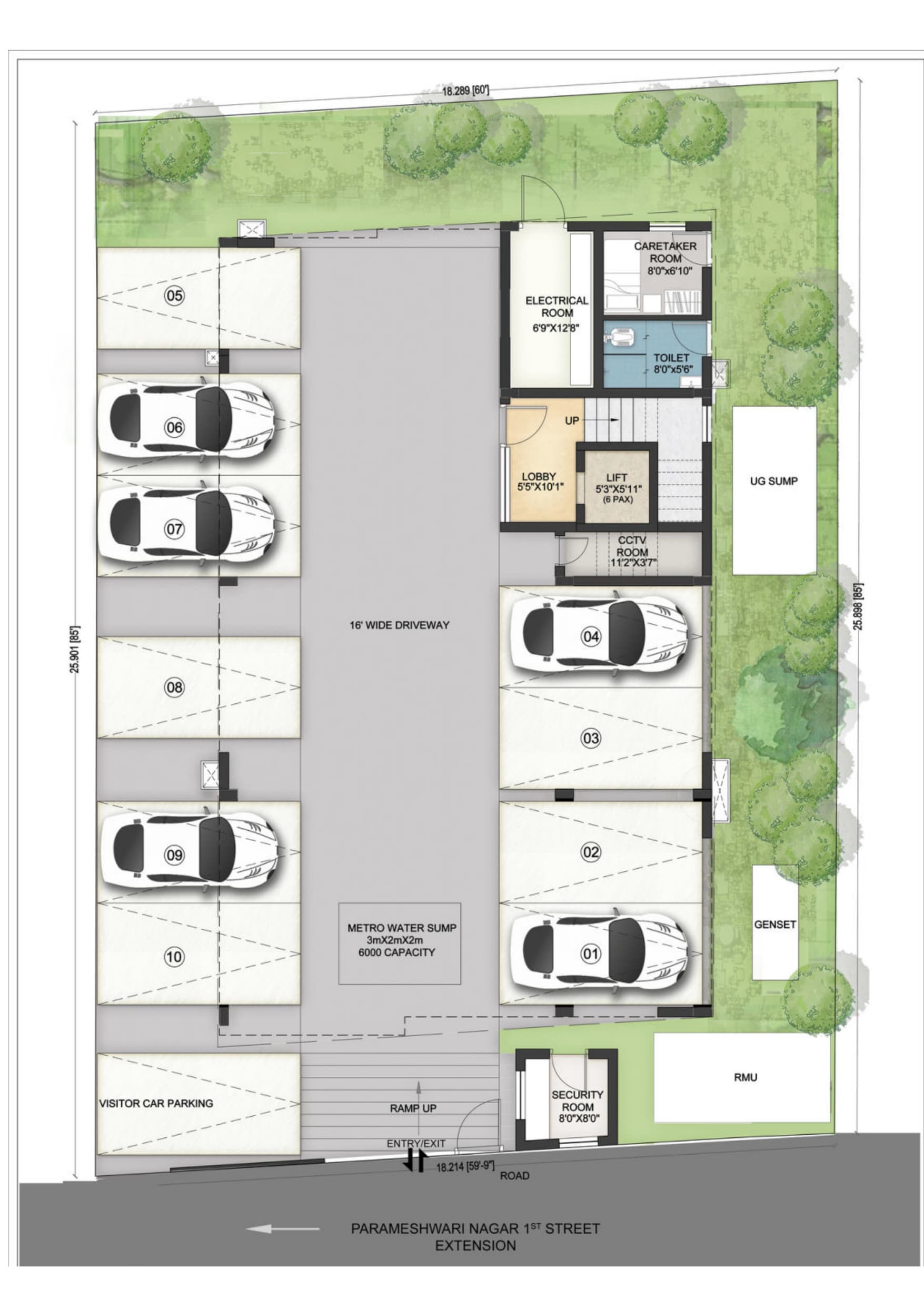 Stilt floor and parking plan