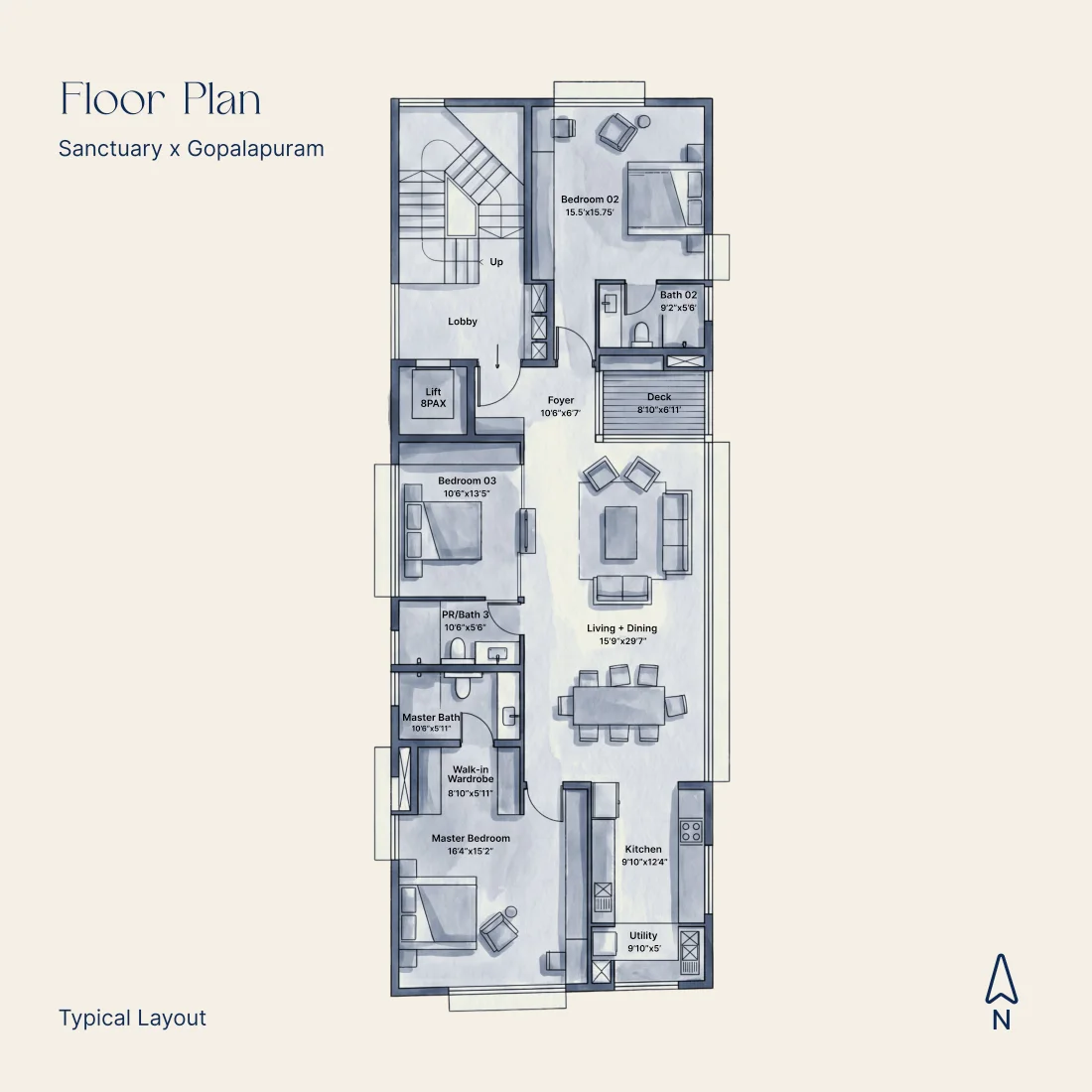 Typical 3 BHK layout from the brochure
