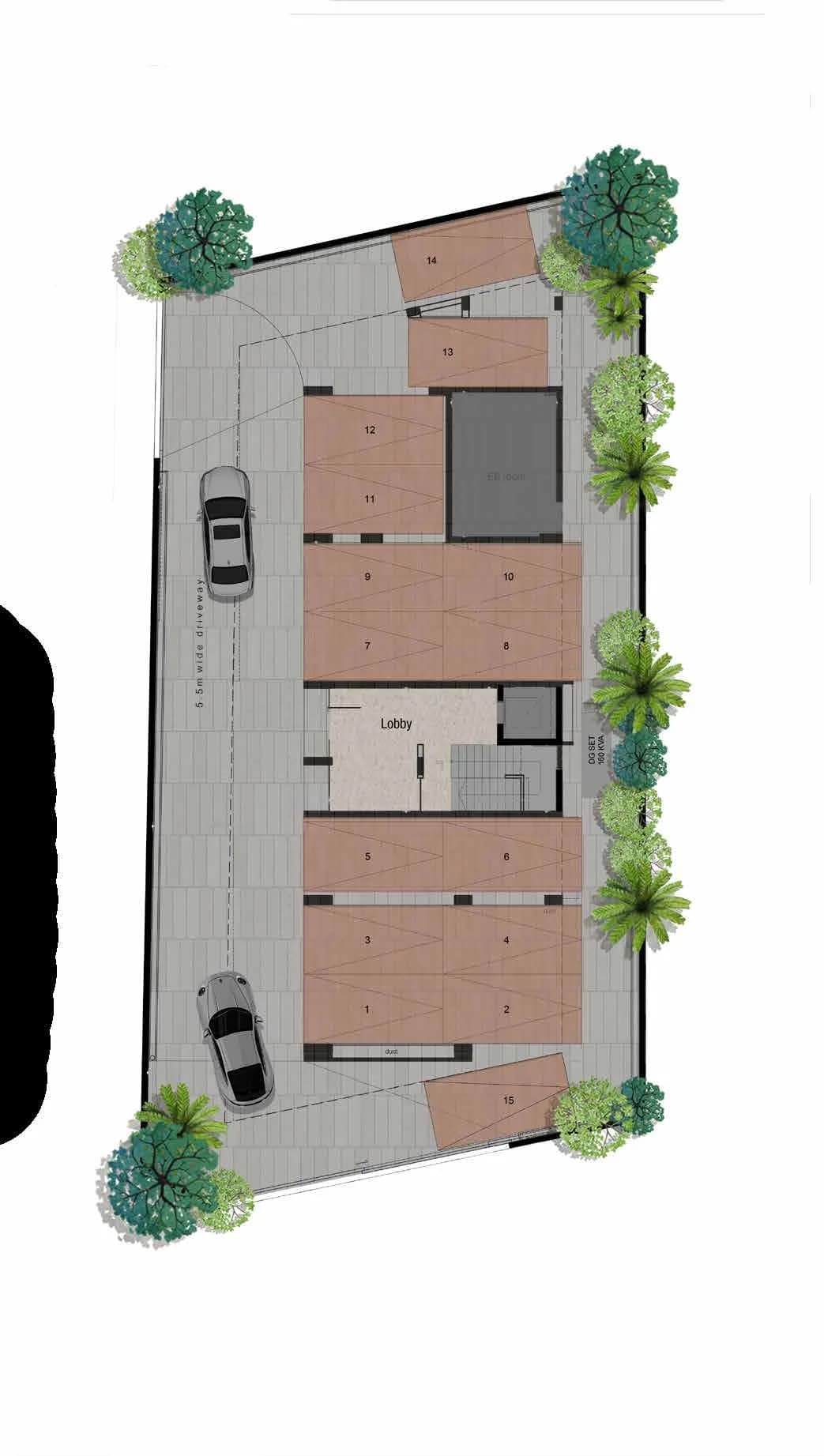 Stilt floor plan — parking and access