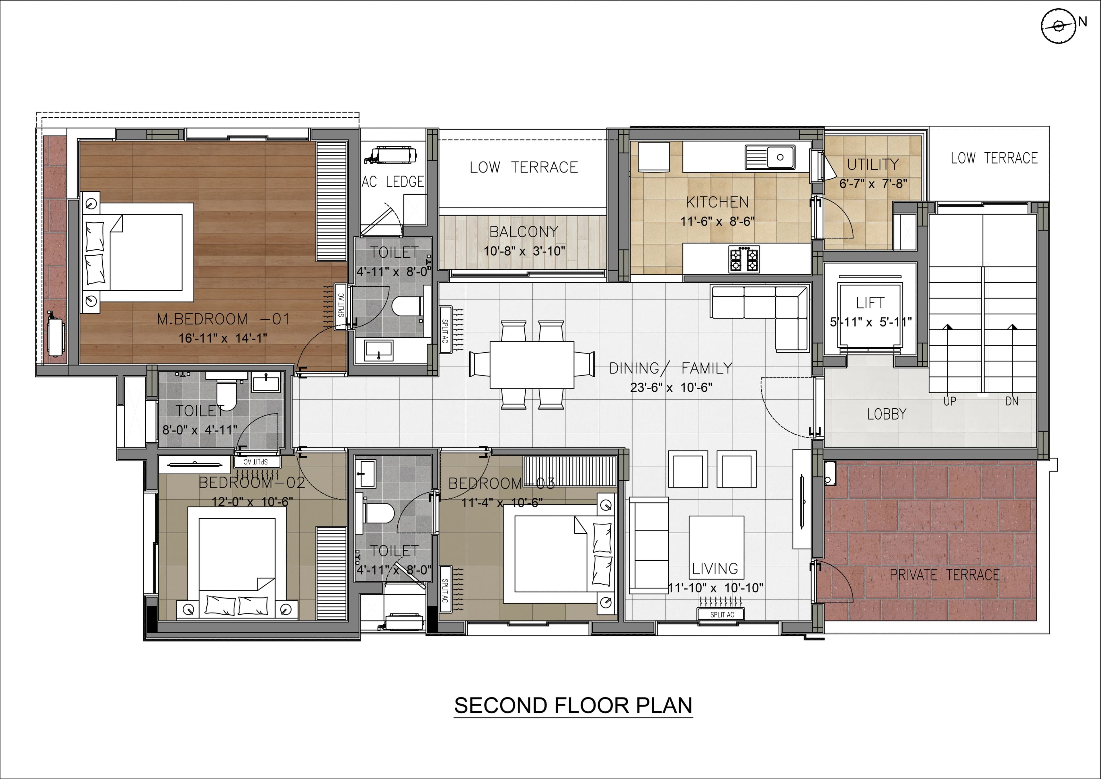 Second floor — 3 BHK, 1,895 sq.ft. BUA