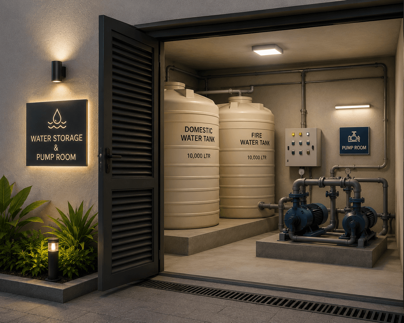 Water storage & pump room