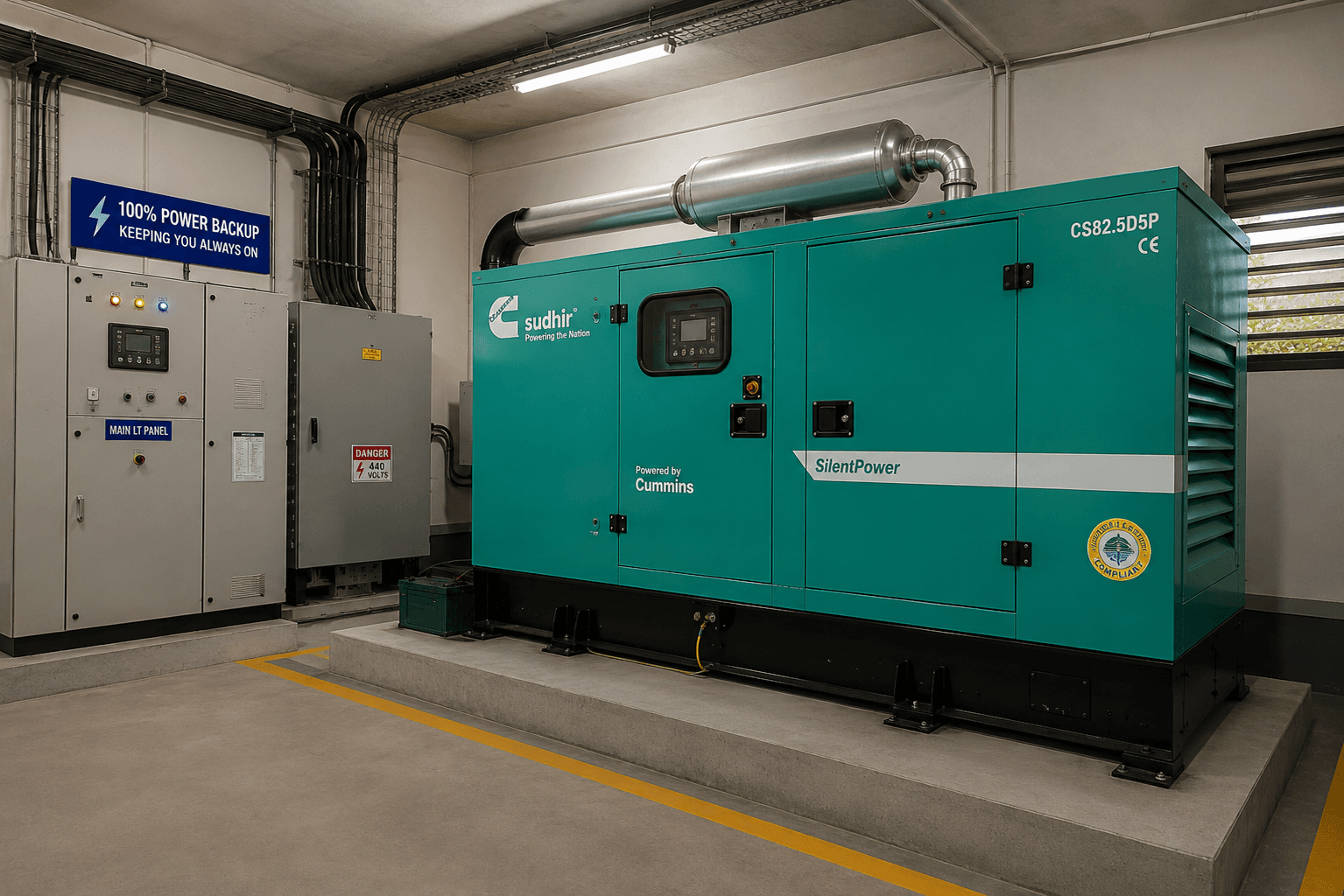 100% power backup with genset