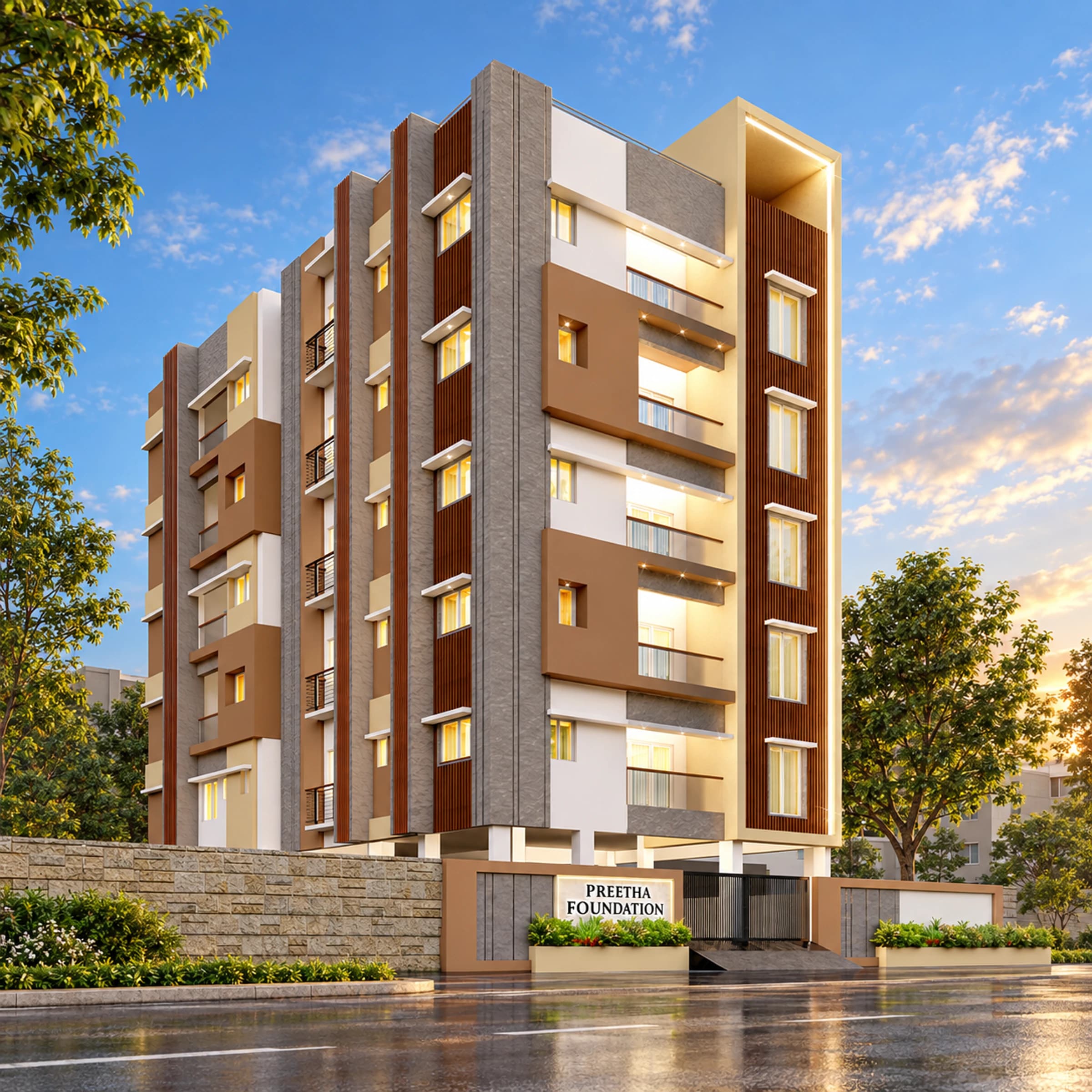 Architectural elevation of The Warren Heights on Warren Road, Mylapore