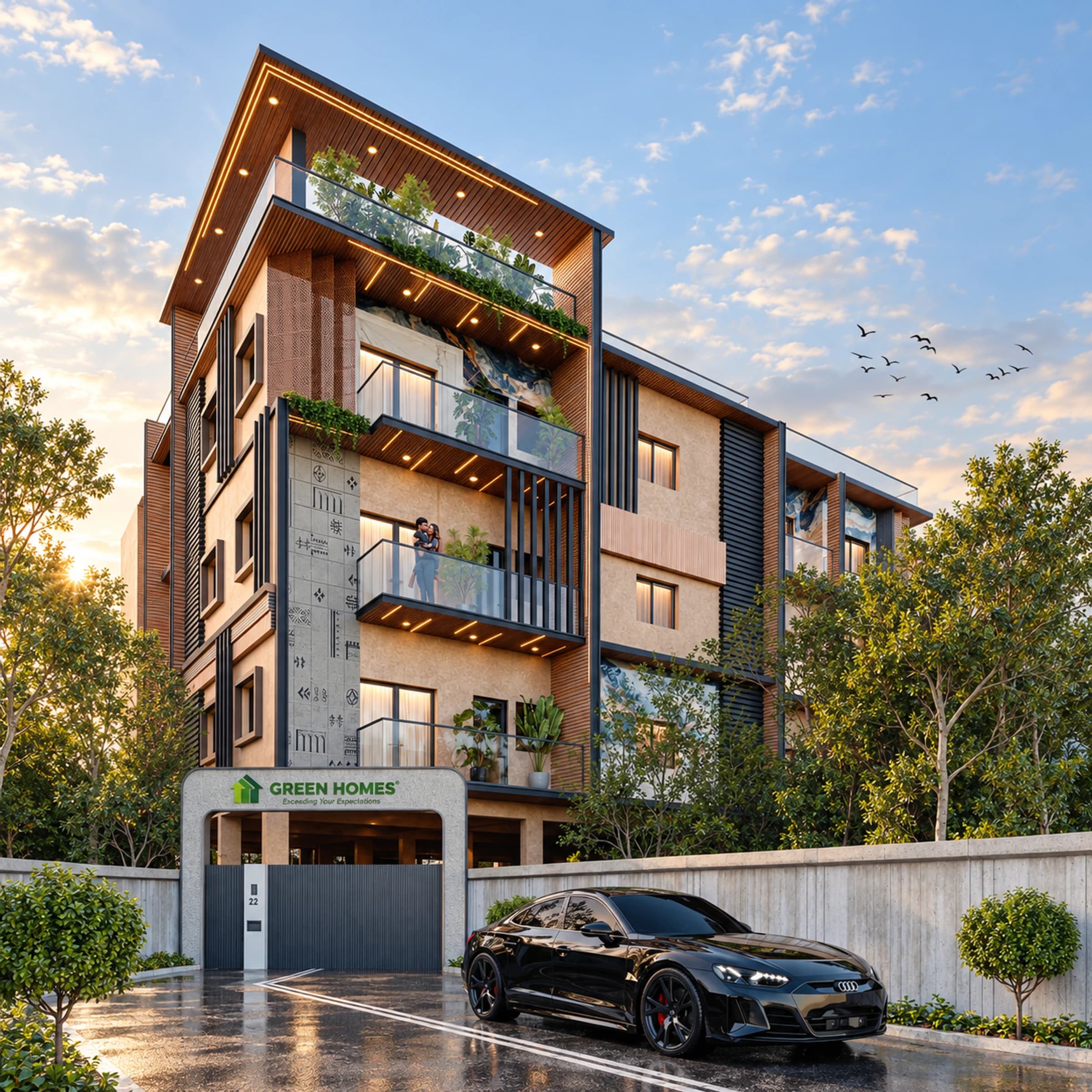 AI-enhanced architectural illustration supplied for Green Majestic