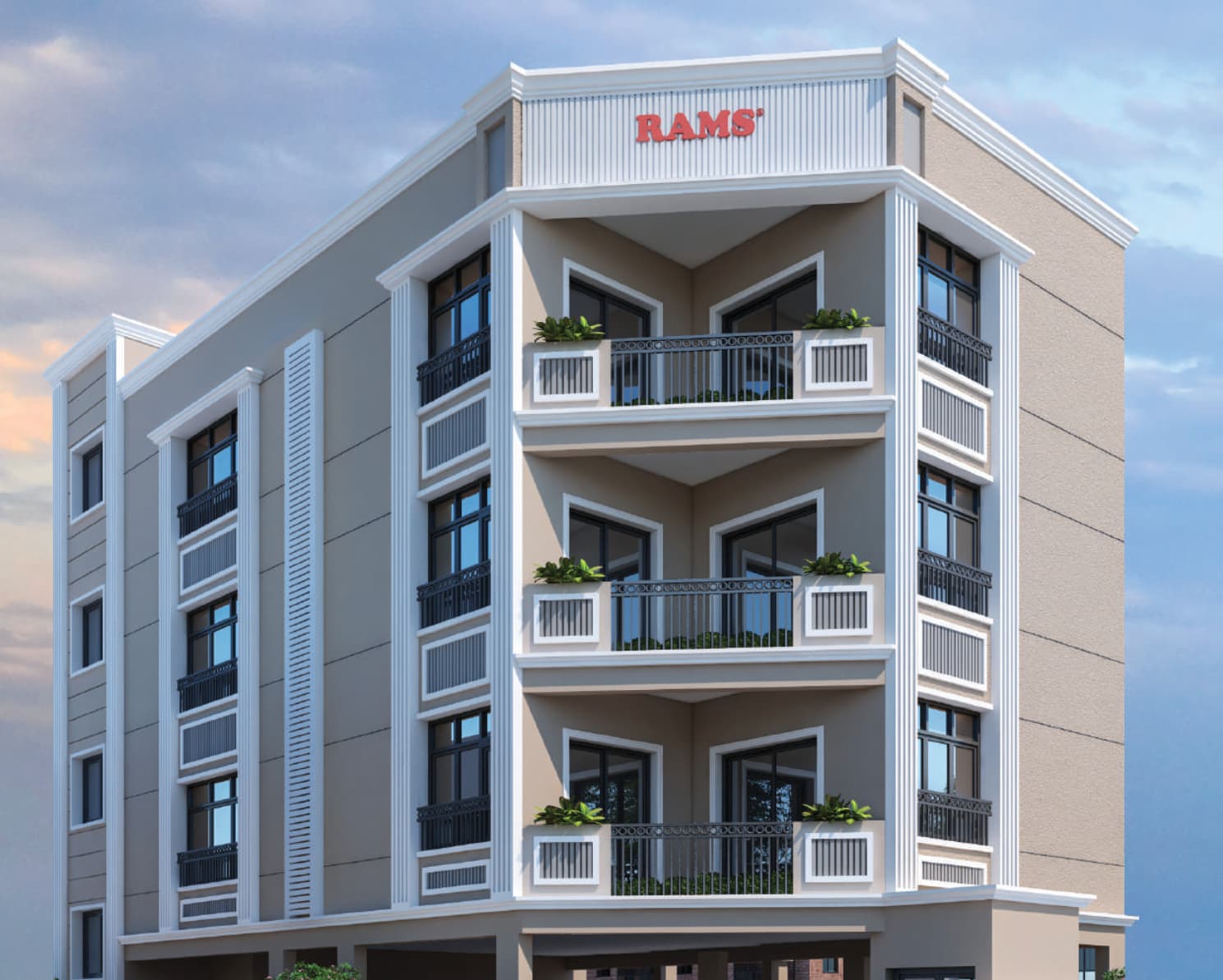 RAMS Upscale architectural elevation detail from the project brochure